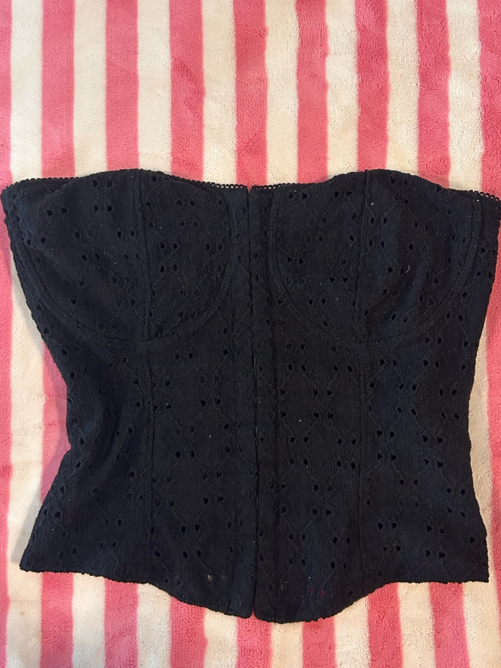 H&M Divided Black Eyelet Strapless Top with Eyelet